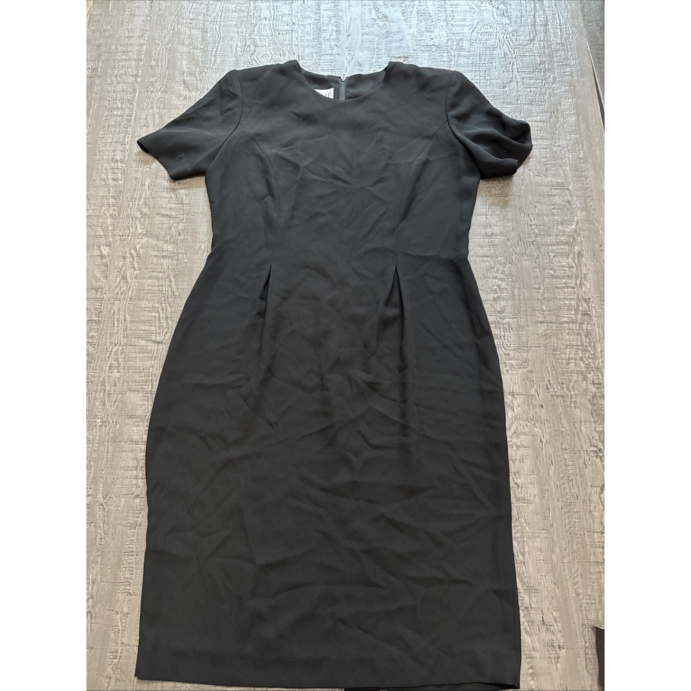 Vintage Leslie‎ Fay Womens Black Short Sleeve Slit Hem Dress Size 10 Sheer